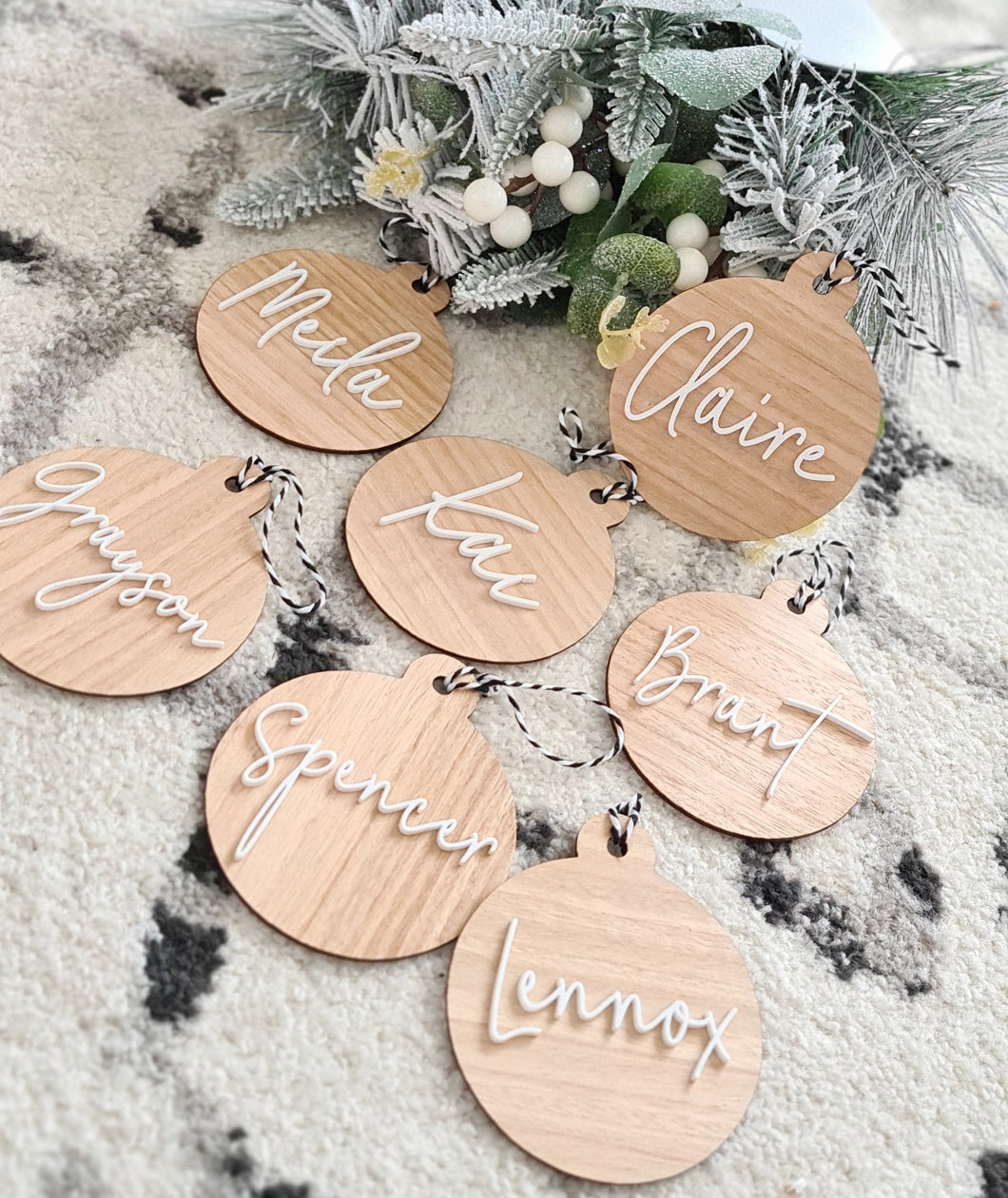 Wooden Christmas Bauble with acrylic script